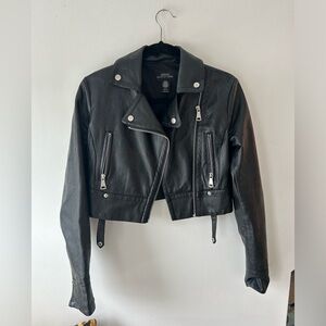 Urban Outfitters Faux Leather Cropped Moto Jacket